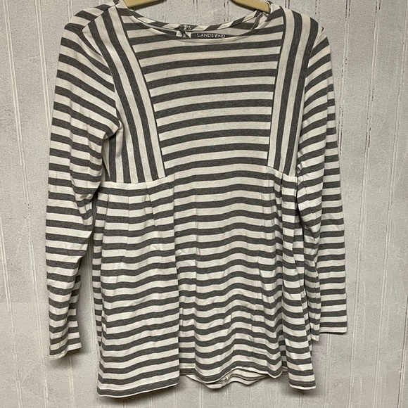 Lands End girls grey and white striped blouse size large - Picture 1 of 3
